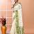 Off white festive wear cotton silk green border pallu jamdani saree with running blouse