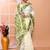 Off white festive wear cotton silk green border pallu jamdani saree with running blouse