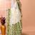 Off white festive wear cotton silk green border pallu jamdani saree with running blouse