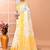 Off white festive wear cotton silk yellow border pallu jamdani saree with running blouse