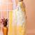 Off white festive wear cotton silk yellow border pallu jamdani saree with running blouse