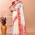 Off white festive wear cotton silk red border pallu jamdani saree with running blouse