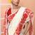 Off white festive wear cotton silk red border pallu jamdani saree with running blouse