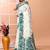 Off white festive wear cotton silk rama border pallu jamdani saree with running blouse