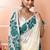 Off white festive wear cotton silk rama border pallu jamdani saree with running blouse