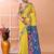 Yellow festive wear cotton silk tute border pallu jamdani saree with running blouse
