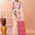 Off white festive wear cotton silk pink border pallu jamdani saree with running blouse