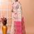 Off white festive wear cotton silk pink border pallu jamdani saree with running blouse