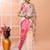 Off white festive wear cotton silk pink border pallu jamdani saree with running blouse