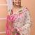 Off white festive wear cotton silk pink border pallu jamdani saree with running blouse