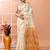 Off white festive wear cotton silk coral border pallu jamdani saree with running blouse