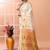 Off white festive wear cotton silk coral border pallu jamdani saree with running blouse