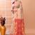 Beige festive wear cotton silk red border pallu jamdani saree with running blouse
