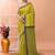 Lemon yellow office wear cotton blend check saree with running blouse