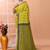 Lemon yellow office wear cotton blend check saree with running blouse