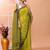 Lemon yellow office wear cotton blend check saree with running blouse