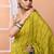 Lemon yellow office wear cotton blend check saree with running blouse