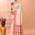 Cream festive wear semi silk blend jamdani saree with running blouse