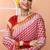 Red white check daily wear handloom cotton blend saree without blouse