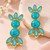  freshwater pearls jewellery turquoise stone gold-toned floral drop earrings for women