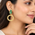 freshwater pearls jewellery green druzy stone gold-toned circular hoop drop earrings