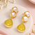 freshwater pearls jewellery baroque pearl & yellow chalcedony teardrop gold-toned drop earrings