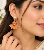 freshwater pearls jewellery baroque pearl and yellow chalcedony drop earrings, gold-toned