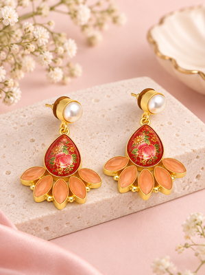 freshwater pearls jewellery baroque pearl and yellow chalcedony drop earrings, gold-toned 2