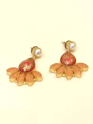 freshwater pearls jewellery baroque pearl and yellow chalcedony drop earrings, gold-toned 5
