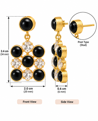 freshwater pearls jewellery black onyx & crystal drop earrings in gold-tone setting 3