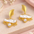 freshwater pearls jewellery baroque pearl drop earrings with gold-tone crescent stud