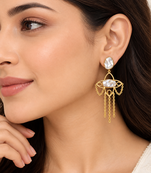 freshwater pearls jewellery mother of pearl gold-toned chandelier drop earrings with chain tassel