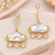 Certified natural freshwater pearls jewellery gold-plated mother of pearl drop earrings with cz danglers