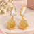 Certified natural freshwater pearls jewellery baroque pearl and yellow druzy stone drop earrings