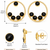 Certified natural freshwater pearls jewellery gold-toned circle stud earrings with black onyx stones