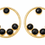 Certified natural freshwater pearls jewellery gold-toned circle stud earrings with black onyx stones