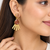 Certified natural freshwater pearls jewellery gold-toned peach & brown stone drop earrings with fan fringe