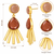 Certified natural freshwater pearls jewellery gold-toned peach & brown stone drop earrings with fan fringe