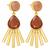 Certified natural freshwater pearls jewellery gold-toned peach & brown stone drop earrings with fan fringe