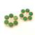 Certified natural freshwater pearls jewellery green stone floral circle stud earrings with gold bezel setting