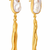 Certified natural freshwater pearls jewellery baroque pearl drop earrings with gold-toned wavy bar pendant
