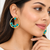 Certified natural freshwater pearls jewellery gold-toned circular hoop earrings with turquoise stone cabochons