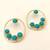 Certified natural freshwater pearls jewellery gold-toned circular hoop earrings with turquoise stone cabochons