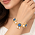 Certified natural freshwater pearls jewellery gold-toned blue hexagon stone & pearl chain bracelet