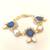 Certified natural freshwater pearls jewellery gold-toned blue hexagon stone & pearl chain bracelet