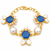 Certified natural freshwater pearls jewellery gold-toned blue hexagon stone & pearl chain bracelet