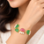 Certified natural freshwater pearls jewellery gold-toned green & pink stone charm chain bracelet