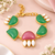 Certified natural freshwater pearls jewellery gold-toned green & pink stone charm chain bracelet