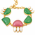 Certified natural freshwater pearls jewellery gold-toned green & pink stone charm chain bracelet