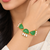 Certified natural freshwater pearls jewellery green stone & mother of pearl gold-tone chain bracelet